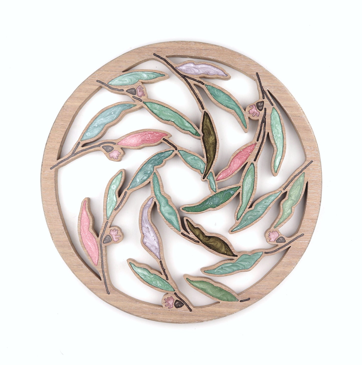 Gum Leaves Wood Wall Art - Handcrafted Home Decor
