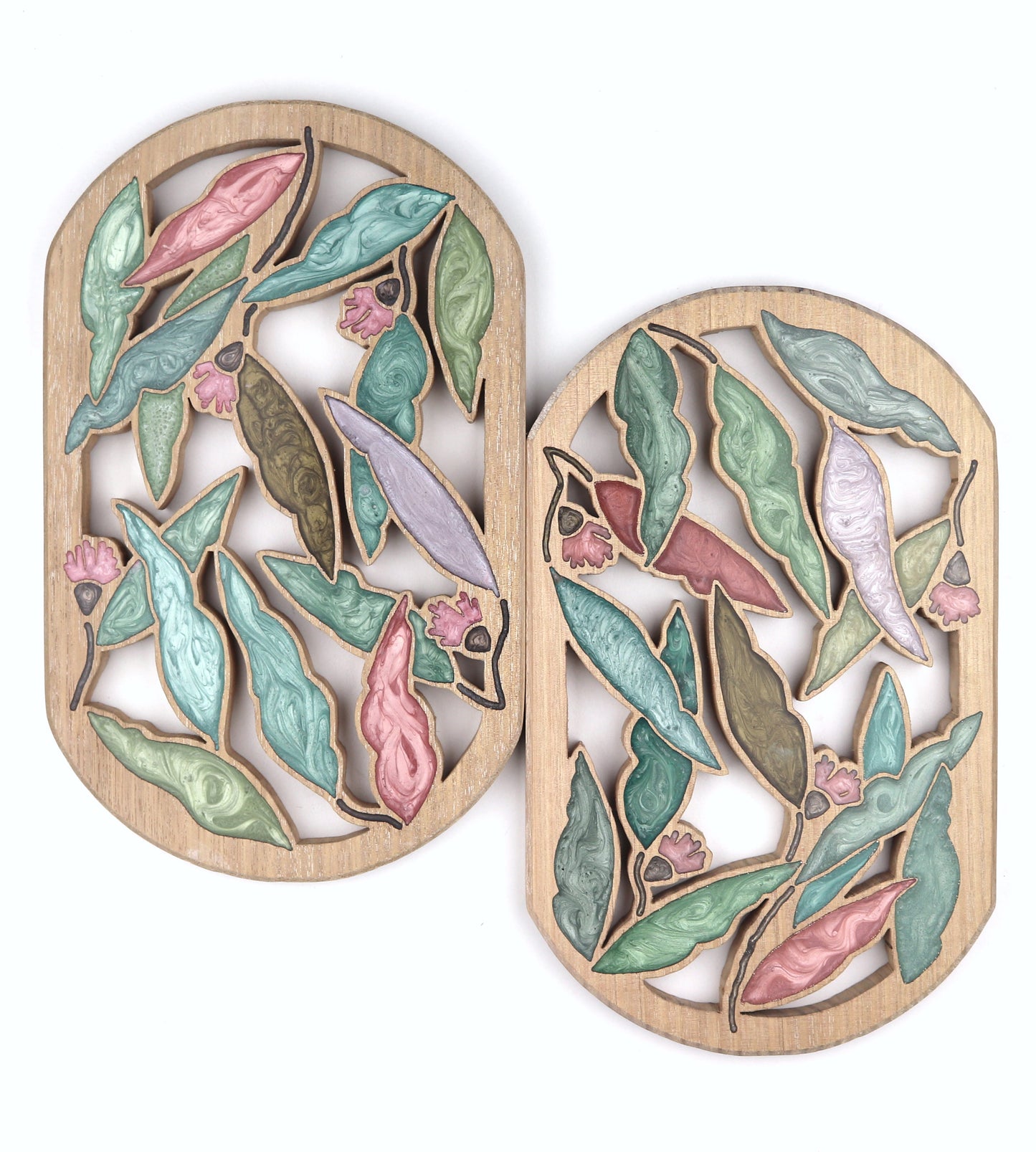 Gum Nuts and Leaves Wood Wall Art - Handcrafted Home Decor