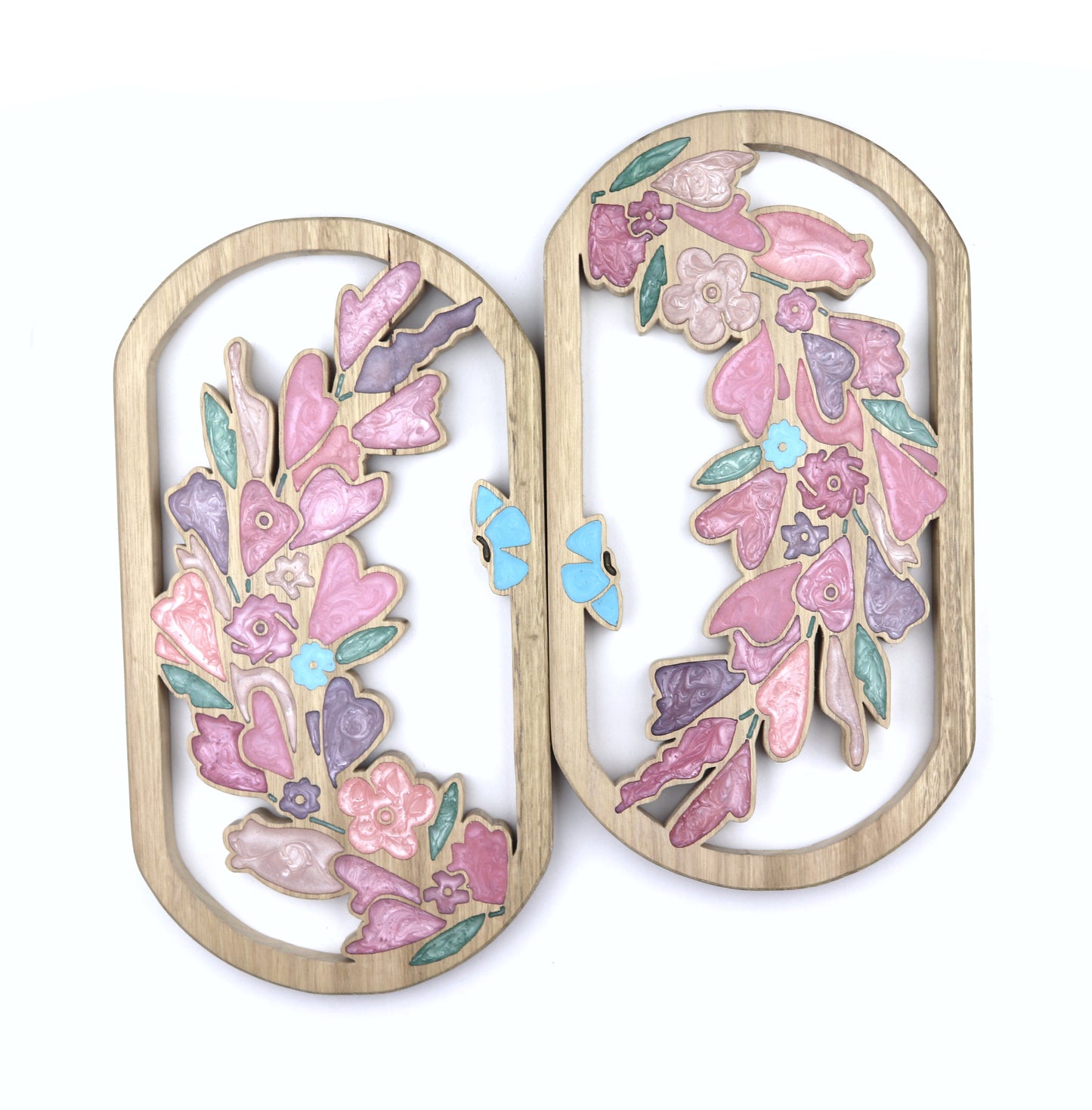Wild Flowers and Butterflies Wreath Wood Wall Art - Handcrafted Floral Decor - Rounded