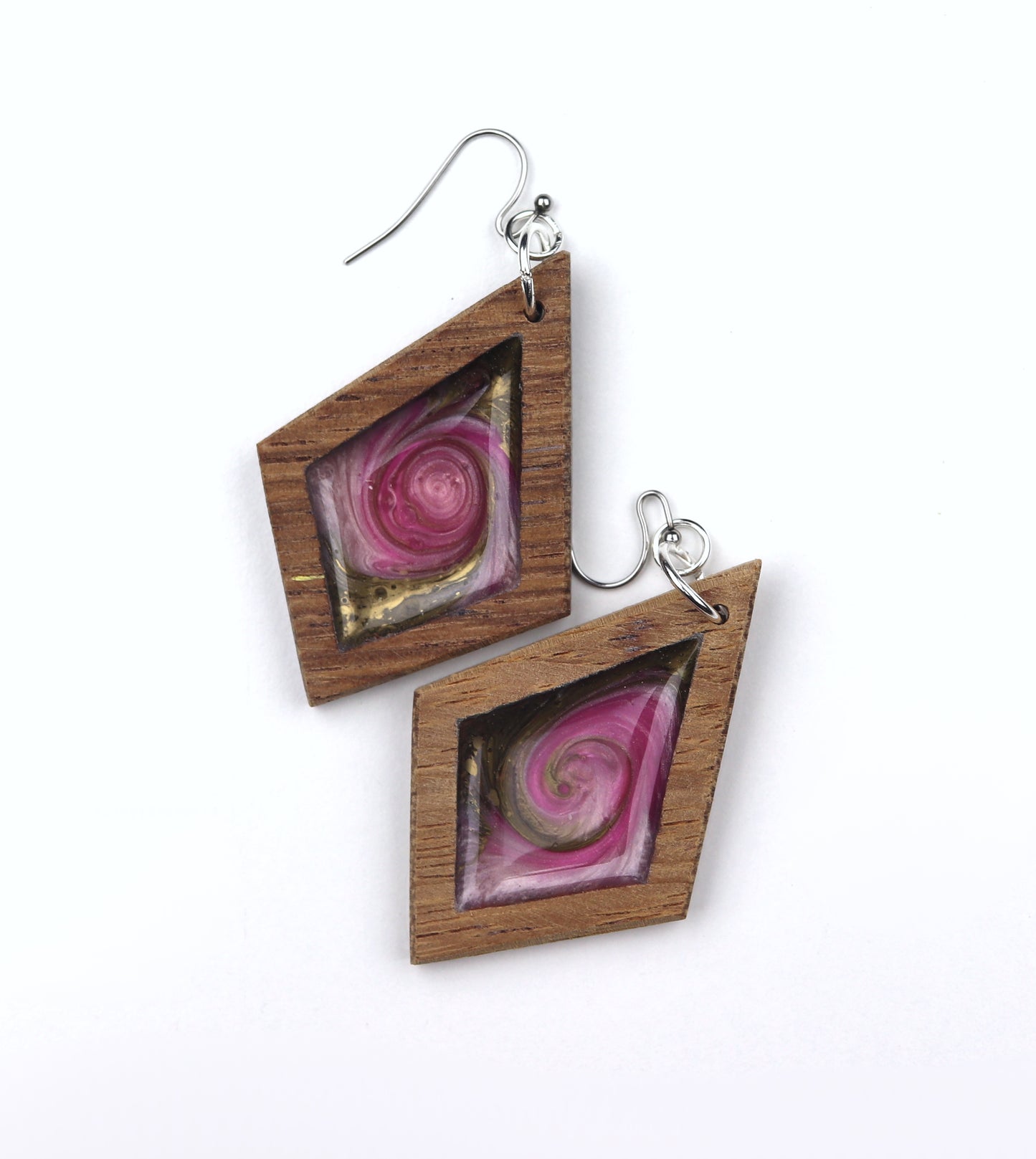 Aurora Earrings – Rose Gold – Wood & Resin Jewellery