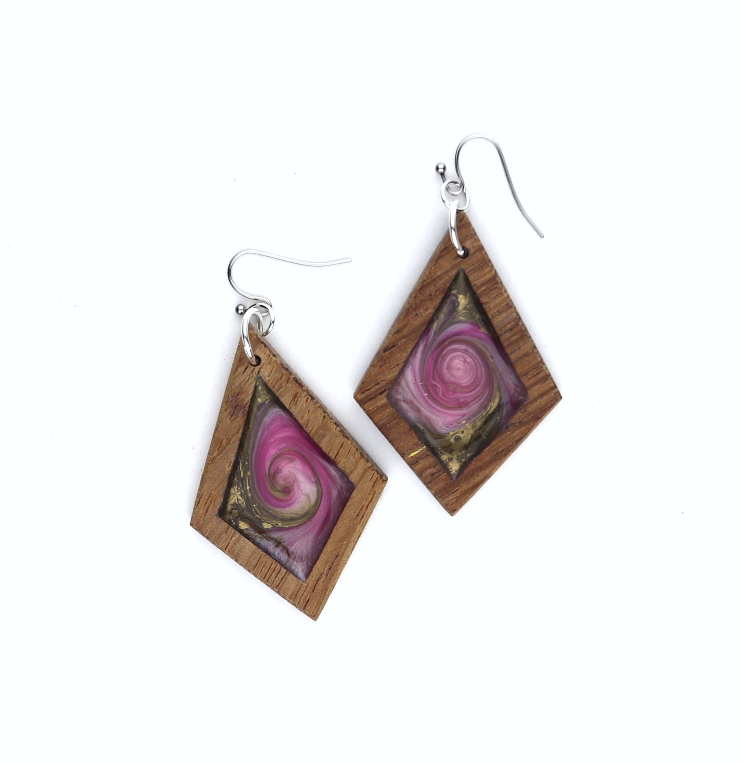 Aurora Earrings – Rose Gold – Wood & Resin Jewellery