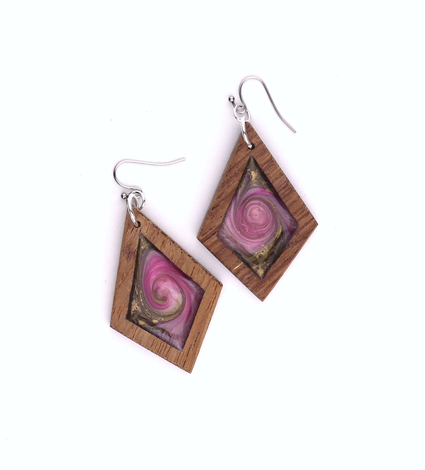 Aurora Earrings – Rose Gold – Wood & Resin Jewellery