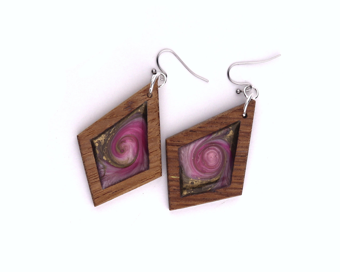Aurora Earrings – Rose Gold – Wood & Resin Jewellery