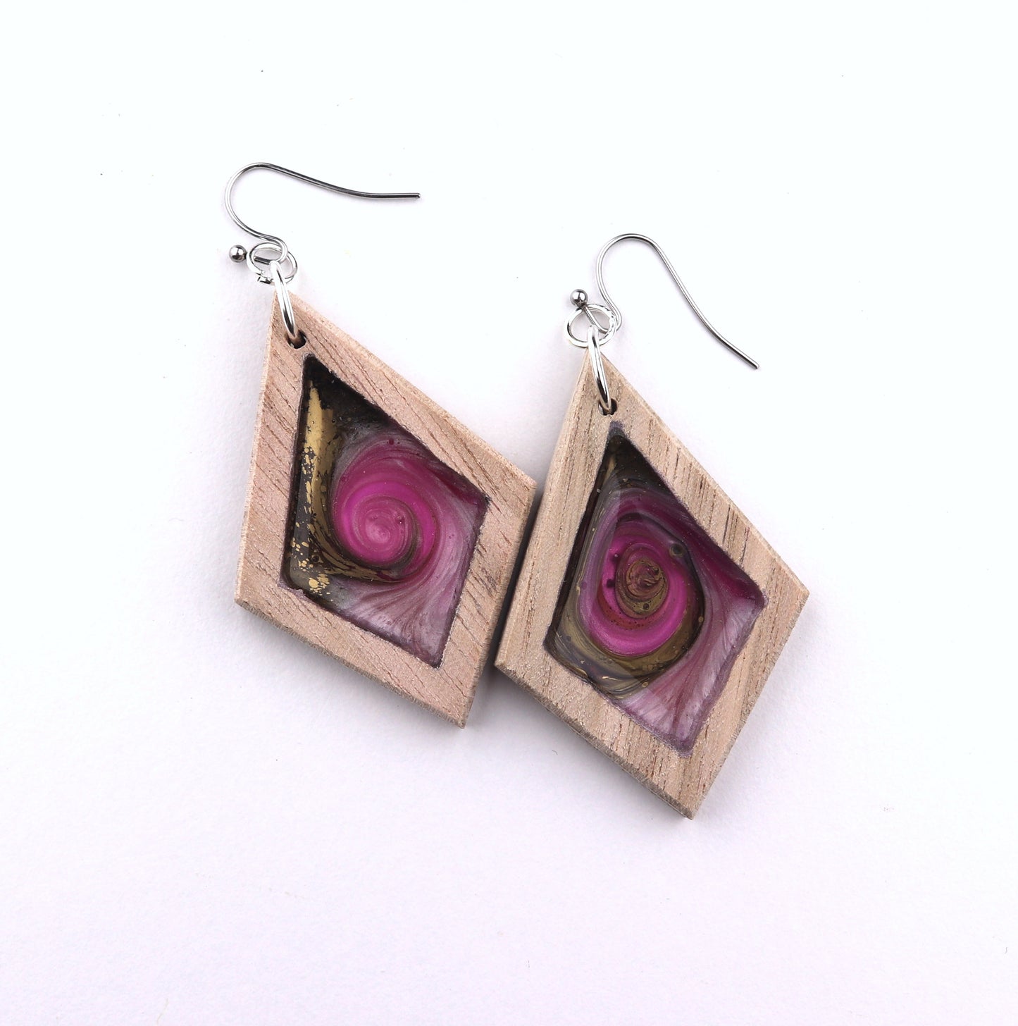 Aurora Earrings – Rose Gold – Wood & Resin Jewellery