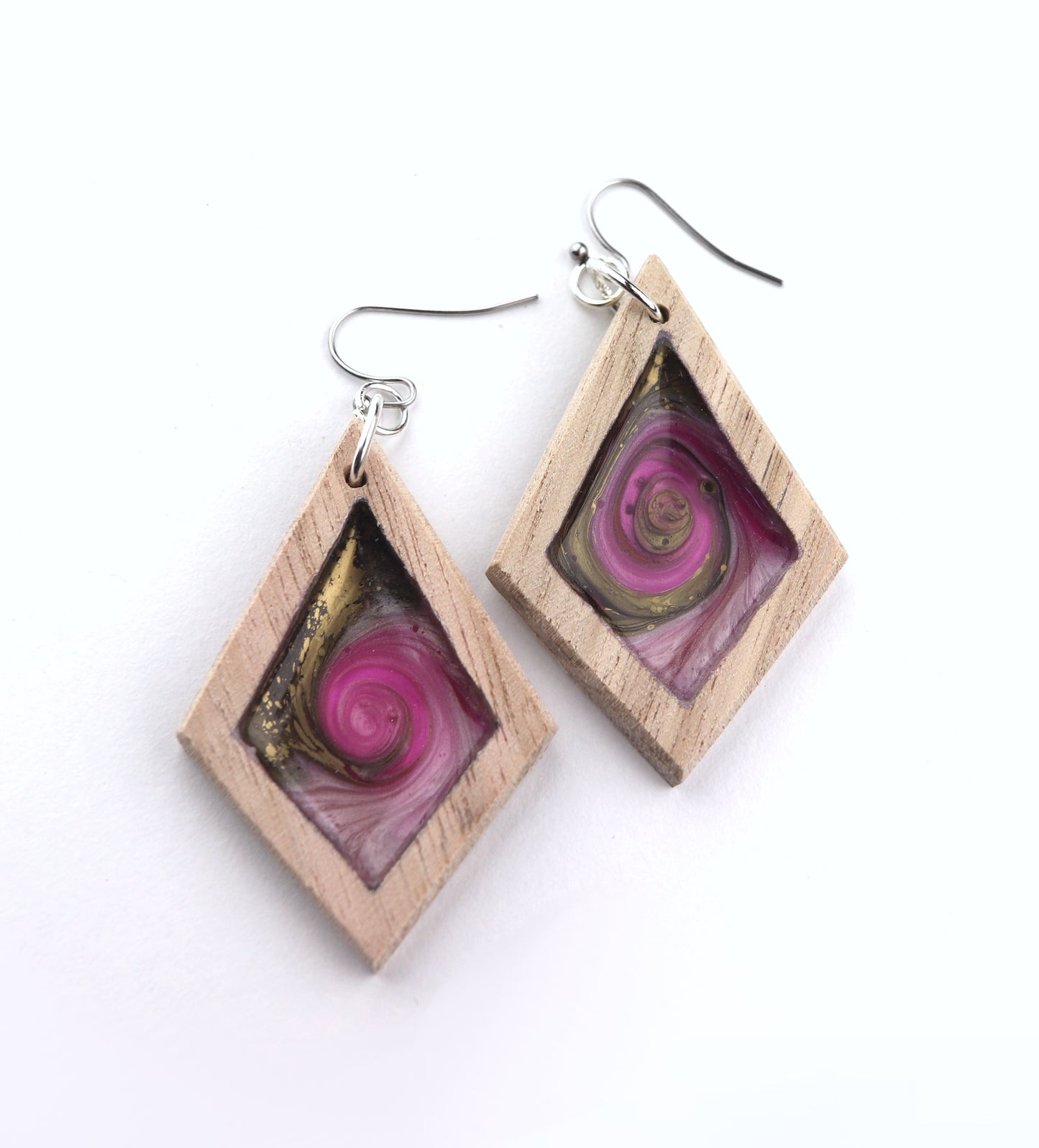 Aurora Earrings – Rose Gold – Wood & Resin Jewellery