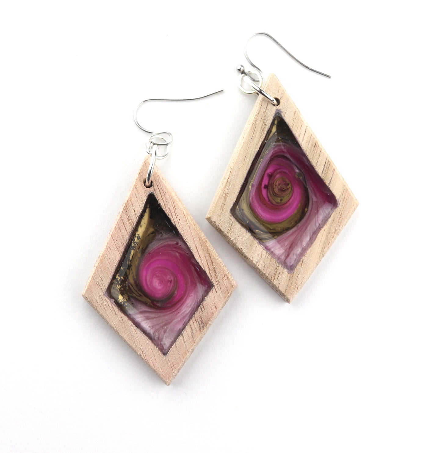 Aurora Earrings – Rose Gold – Wood & Resin Jewellery