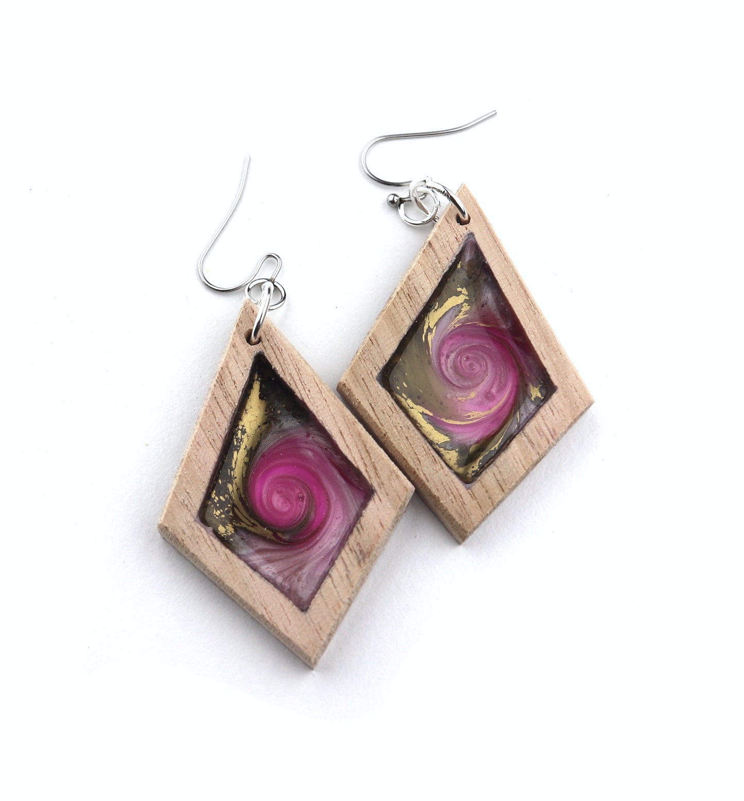 Aurora Earrings – Rose Gold – Wood & Resin Jewellery