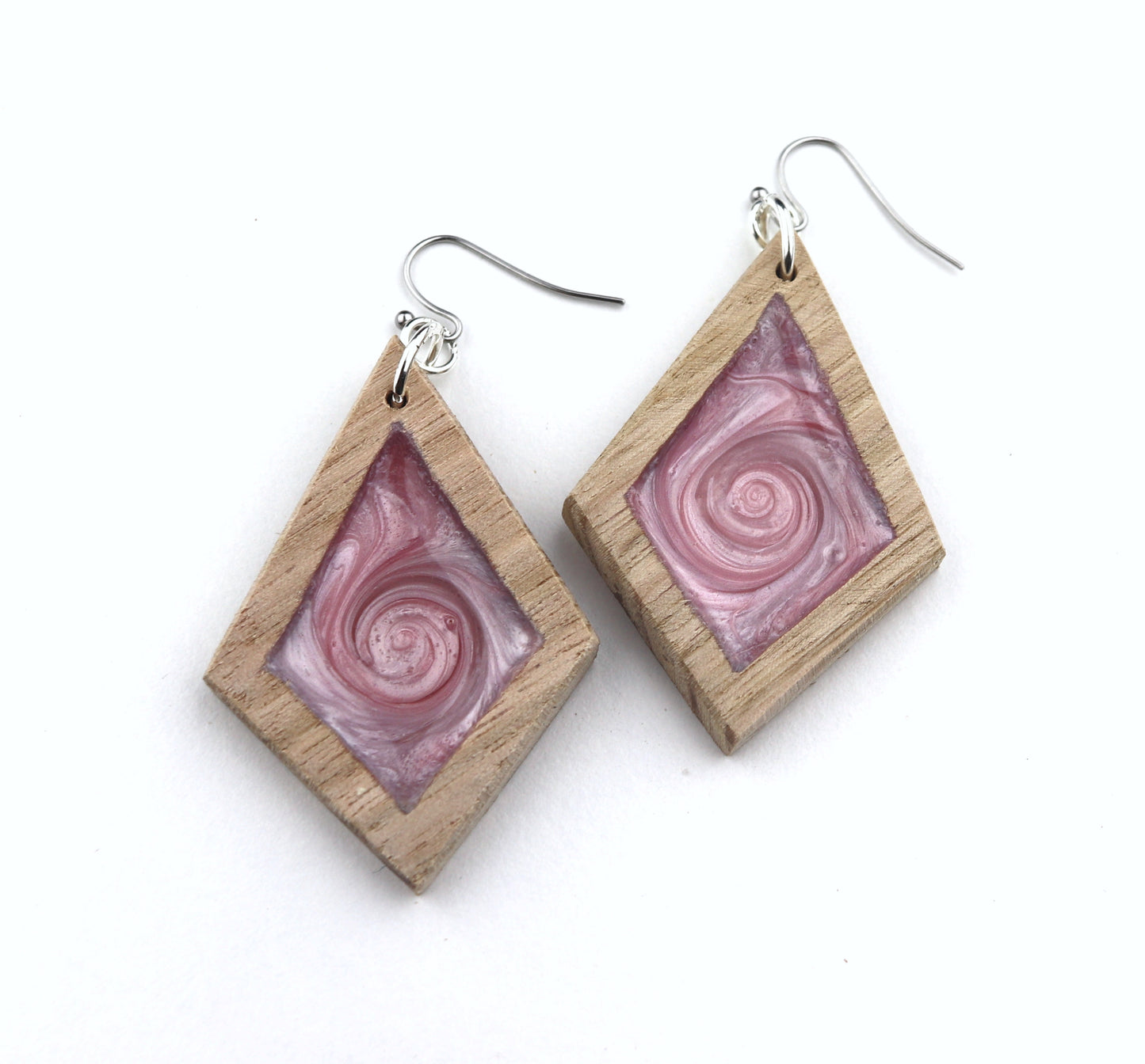 Aurora Earrings – Ice Pink – Wood & Resin Jewellery