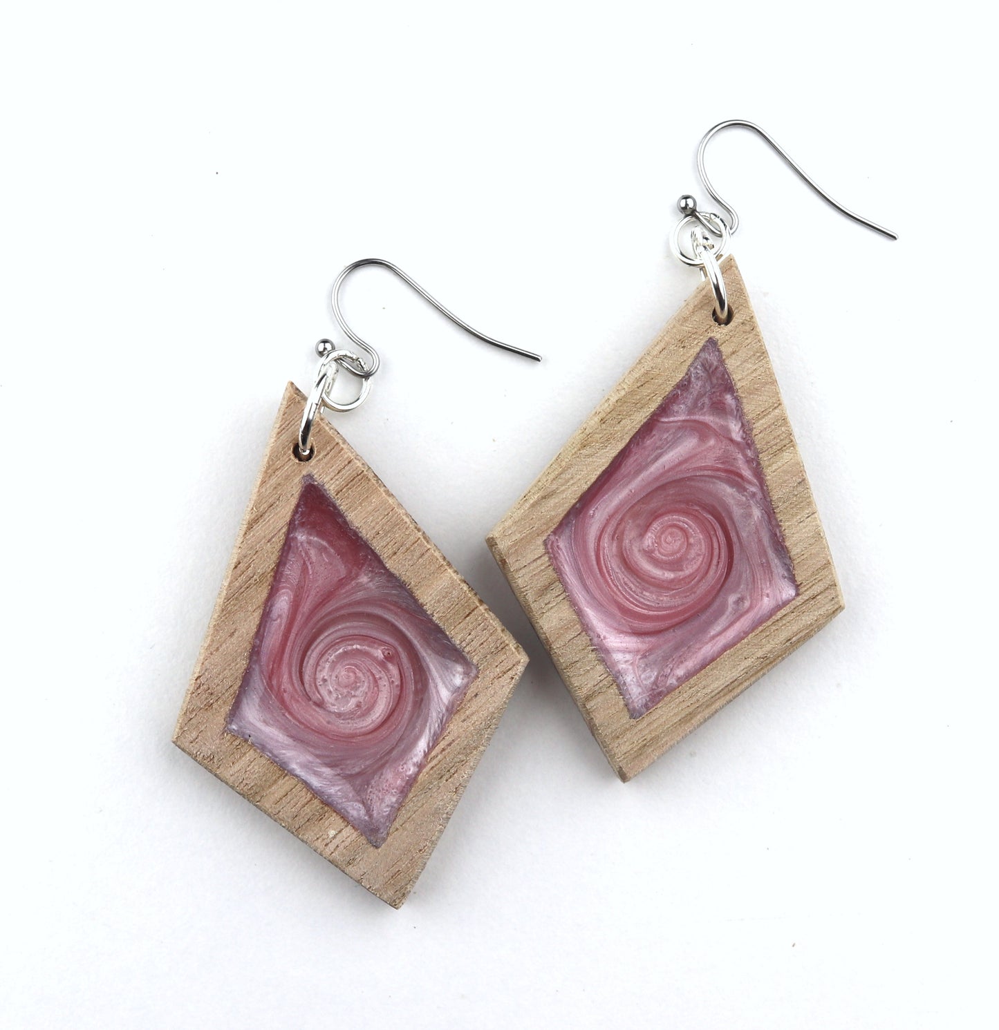 Aurora Earrings – Ice Pink – Wood & Resin Jewellery