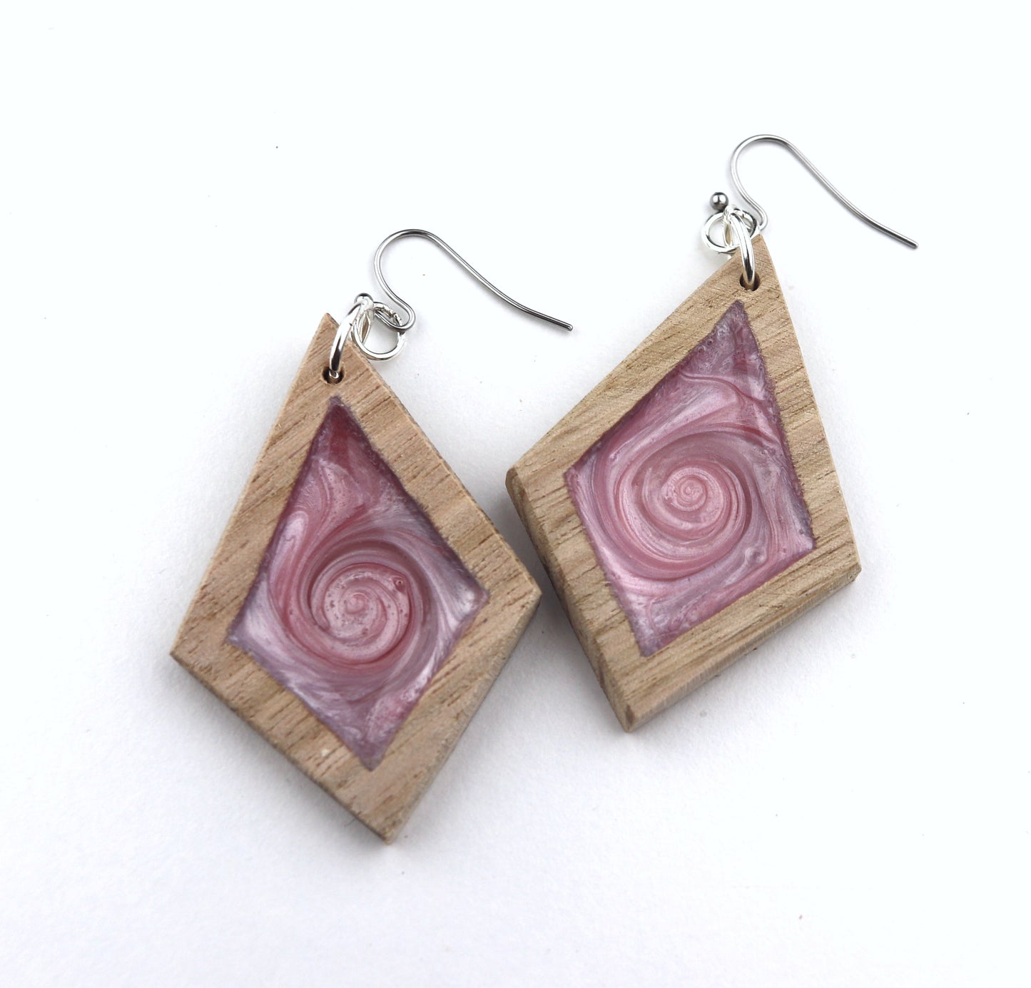 Aurora Earrings – Ice Pink – Wood & Resin Jewellery