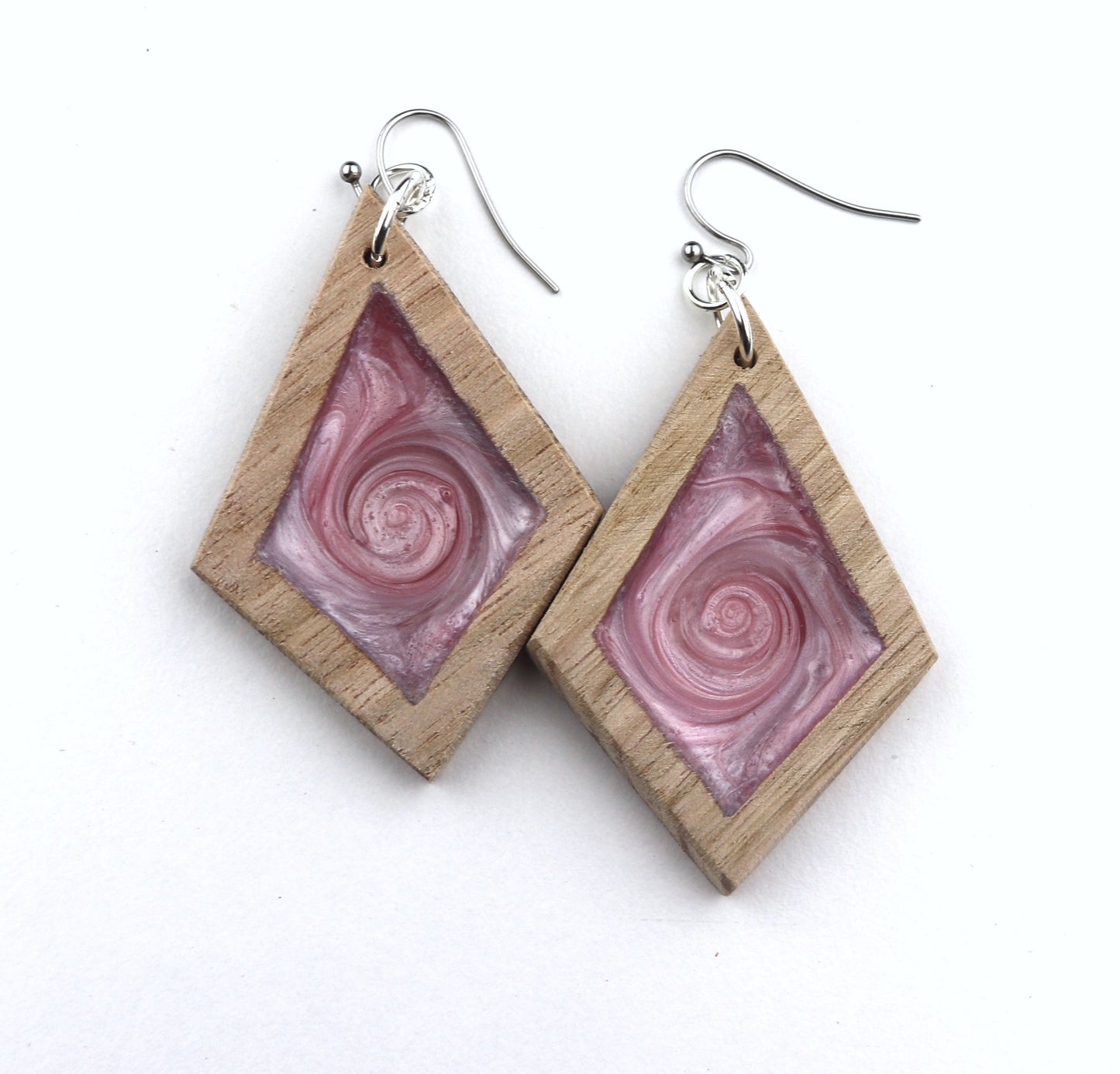 Aurora Earrings – Ice Pink – Wood & Resin Jewellery