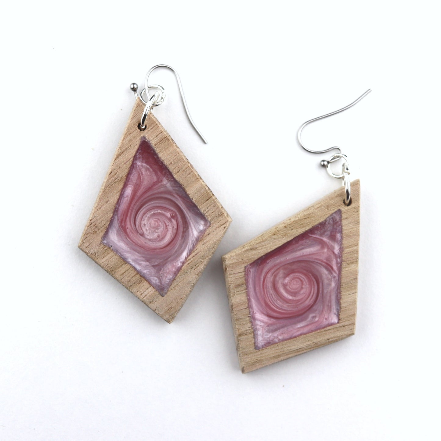 Aurora Earrings – Ice Pink – Wood & Resin Jewellery