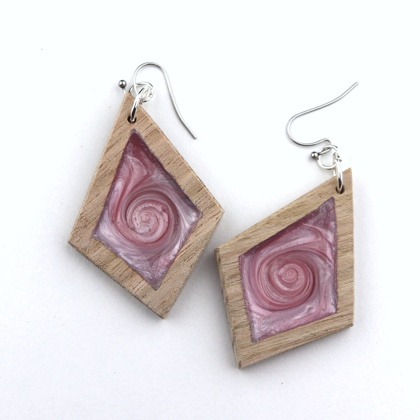 Aurora Earrings – Ice Pink – Wood & Resin Jewellery