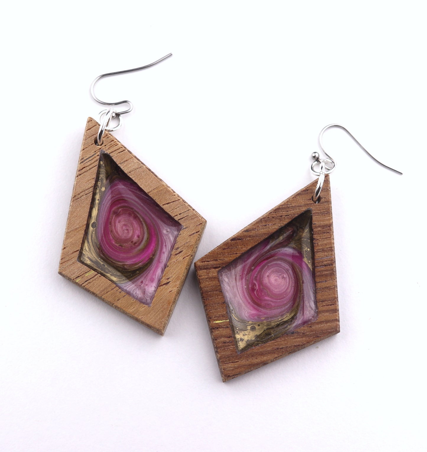 Aurora Earrings – Rose Gold – Wood & Resin Jewellery