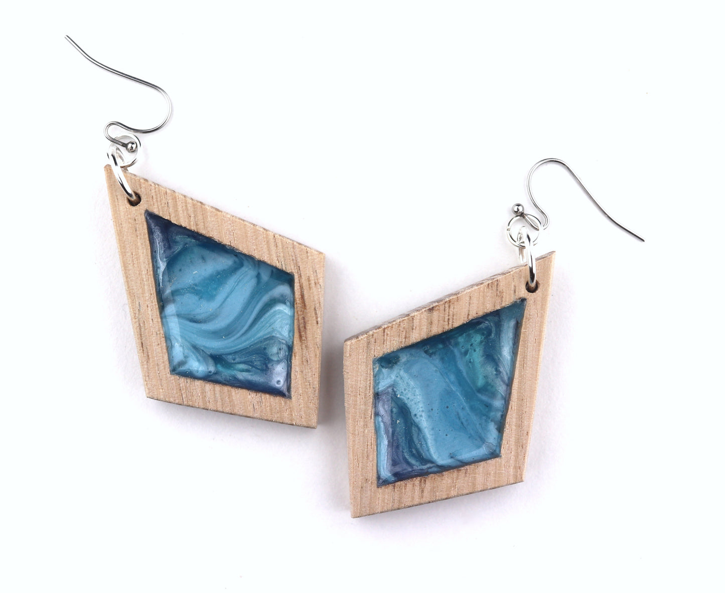 Aurora Earrings – Ocean Blue – Wood & Resin Jewellery
