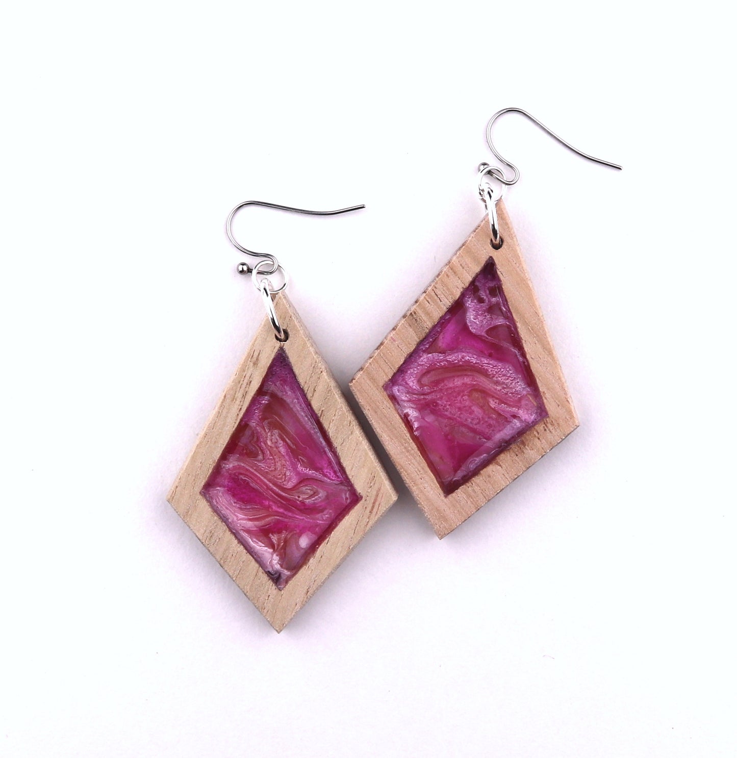 Aurora Earrings – Pink Potion – Wood & Resin Jewellery