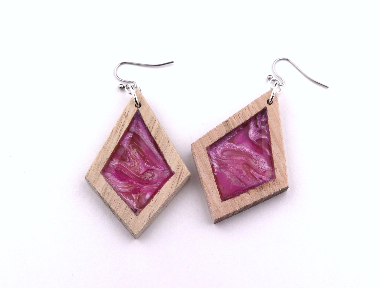 Aurora Earrings – Pink Potion – Wood & Resin Jewellery