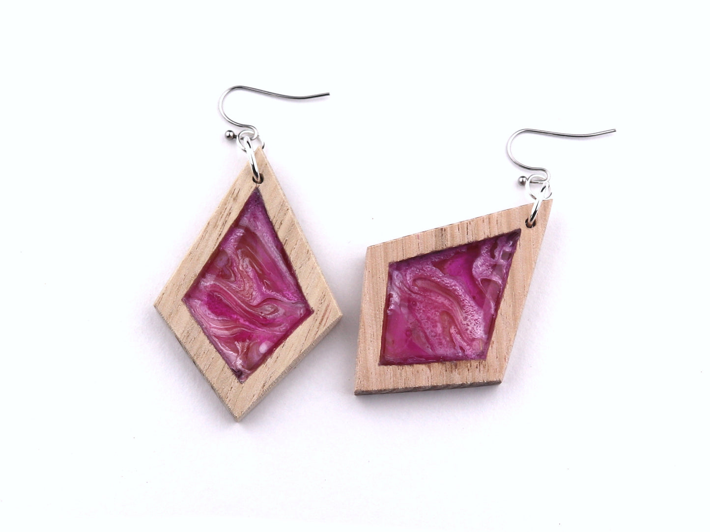Aurora Earrings – Pink Potion – Wood & Resin Jewellery