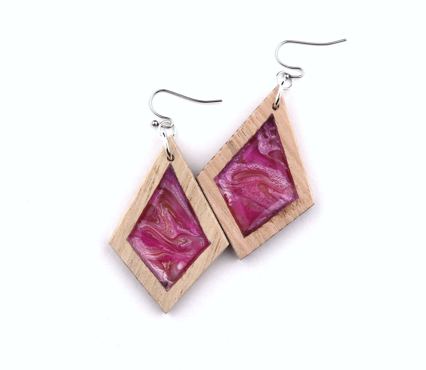 Aurora Earrings – Pink Potion – Wood & Resin Jewellery