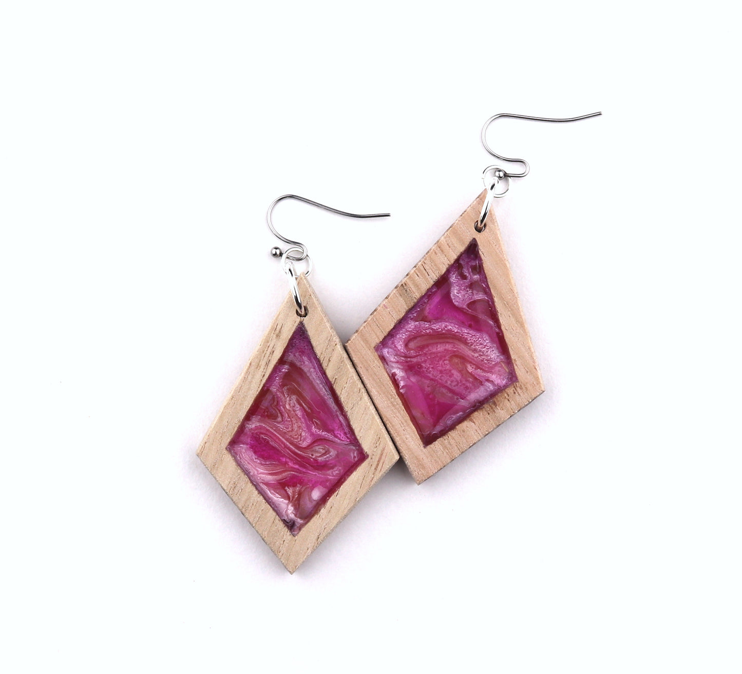 Aurora Earrings – Pink Potion – Wood & Resin Jewellery
