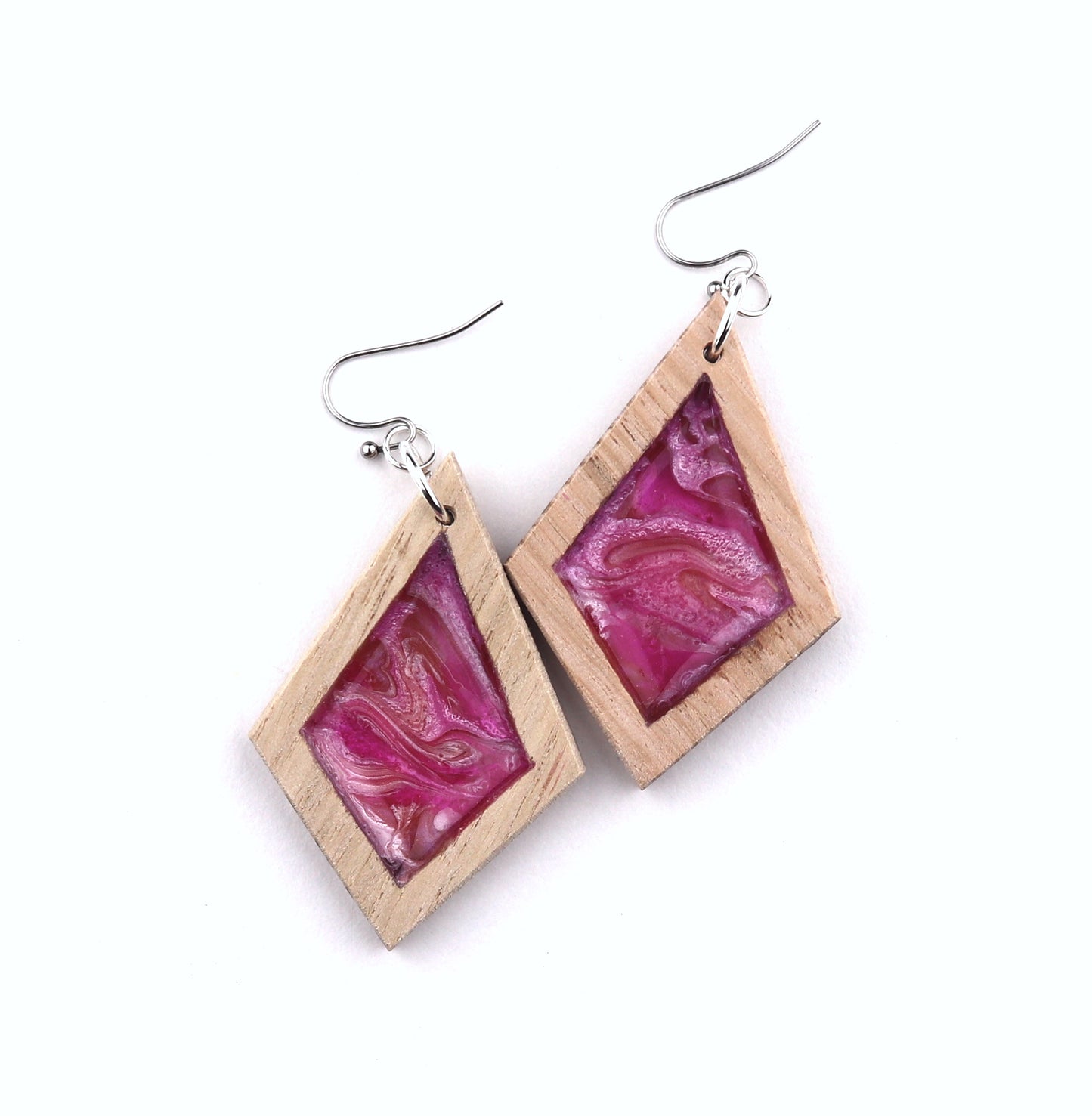 Aurora Earrings – Pink Potion – Wood & Resin Jewellery