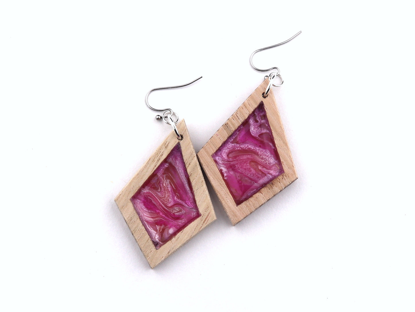 Aurora Earrings – Pink Potion – Wood & Resin Jewellery