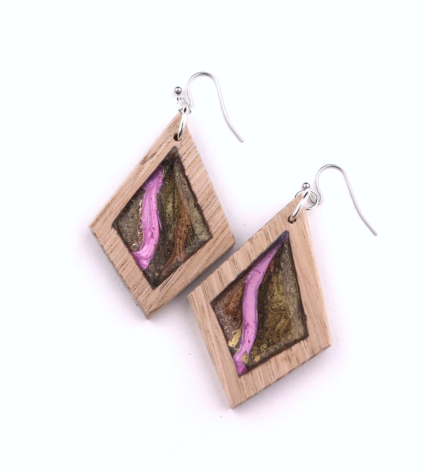 Aurora Earrings – Wild Rose Pink – Wood & Resin Jewellery