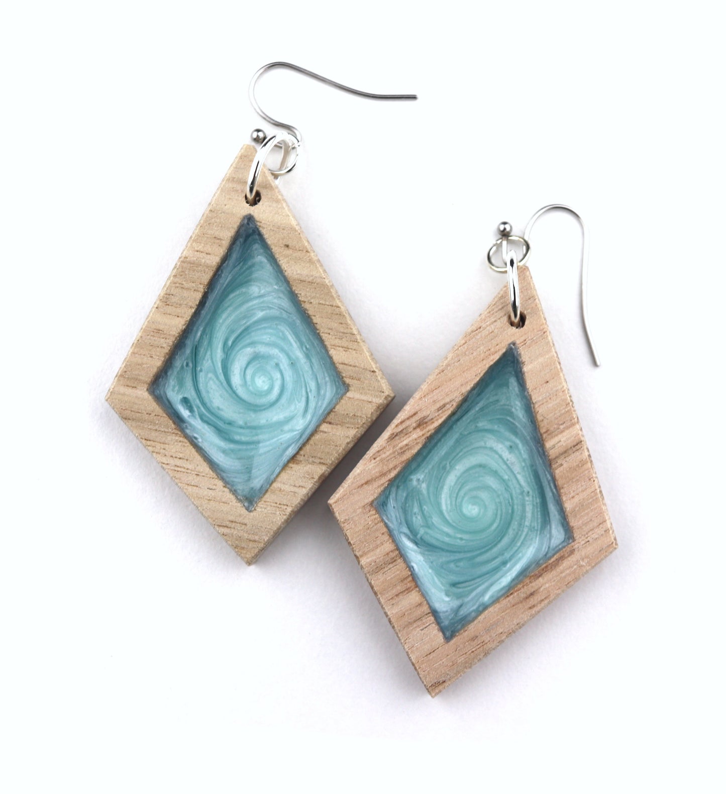 Aurora Earrings – Turquoise – Wood & Resin Jewellery