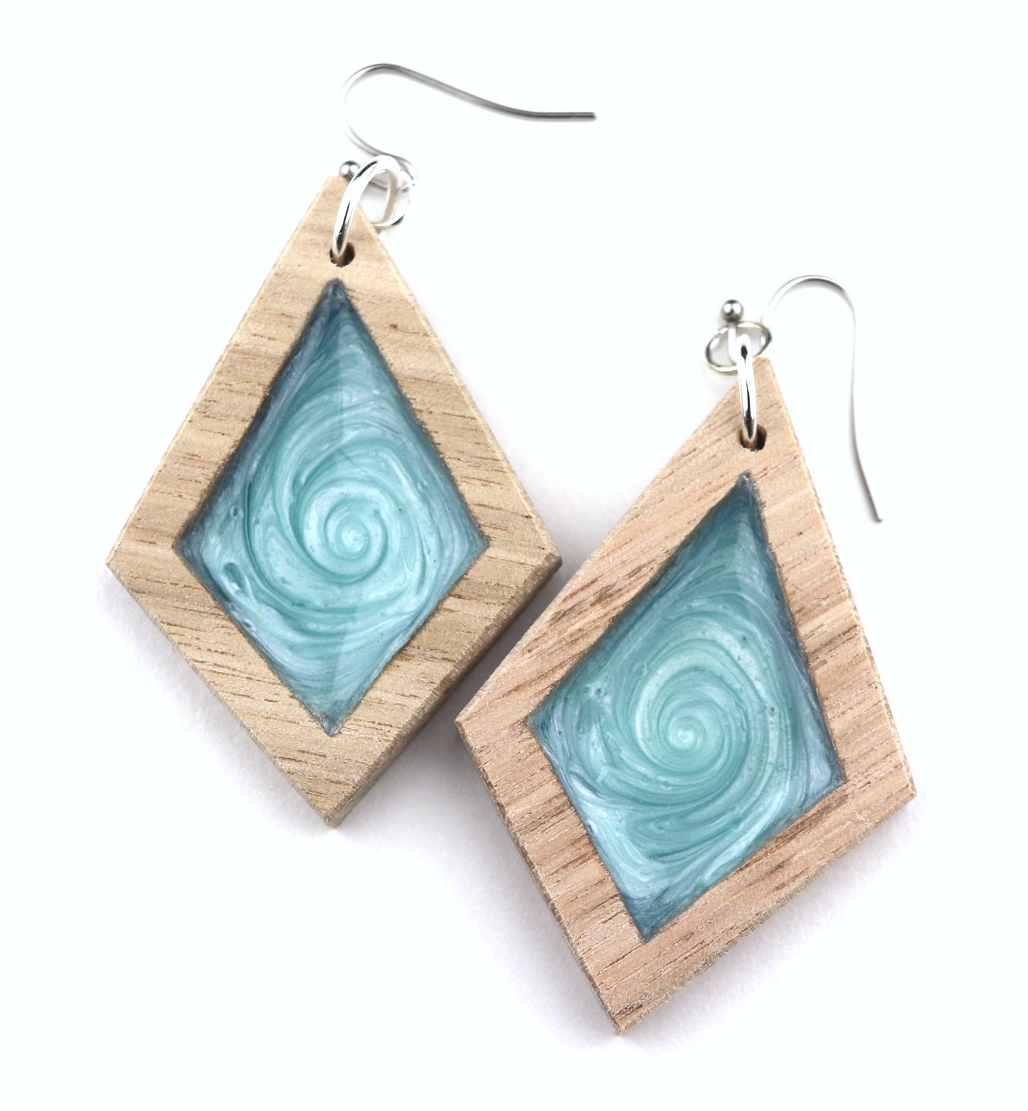 Aurora Earrings – Turquoise – Wood & Resin Jewellery