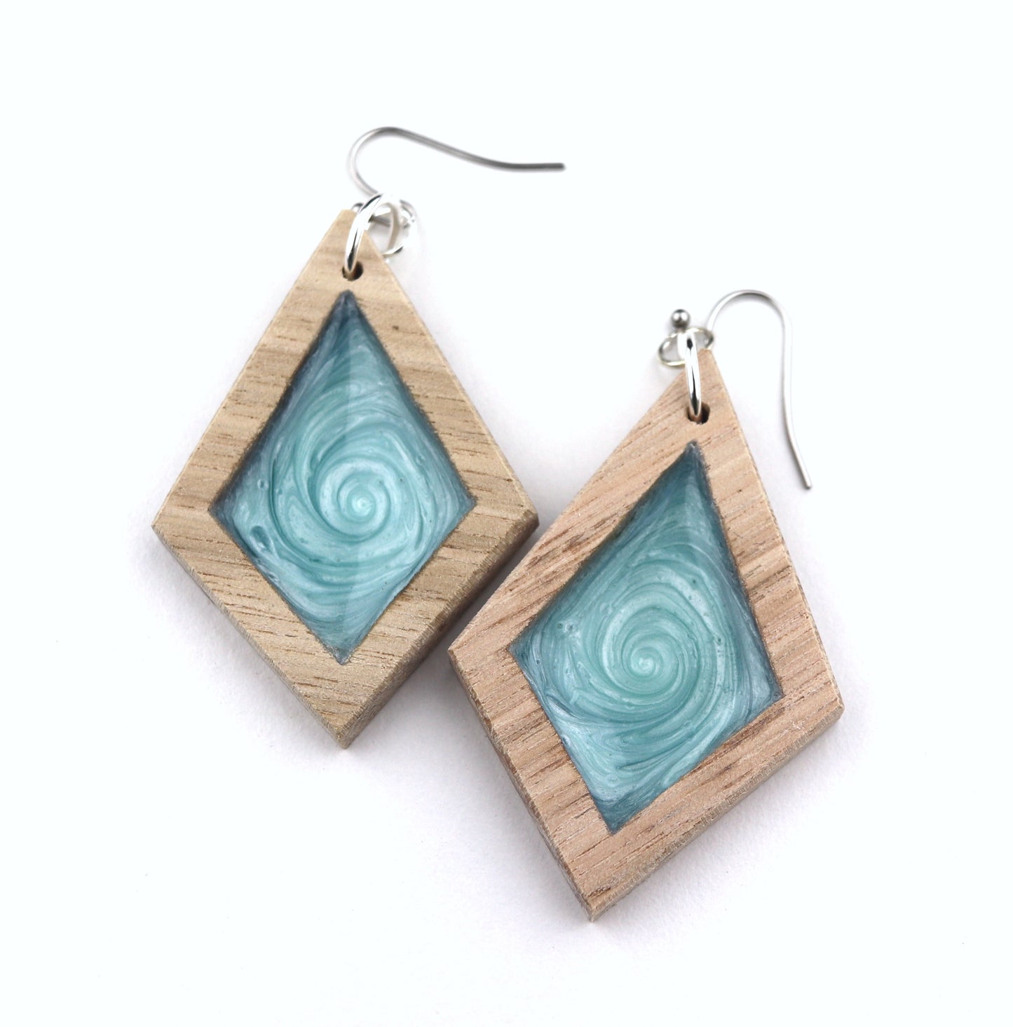 Aurora Earrings – Turquoise – Wood & Resin Jewellery