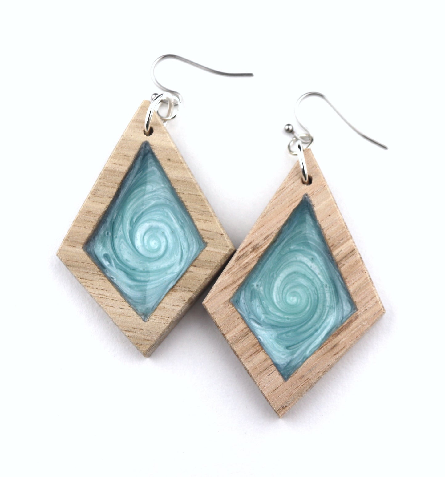 Aurora Earrings – Turquoise – Wood & Resin Jewellery