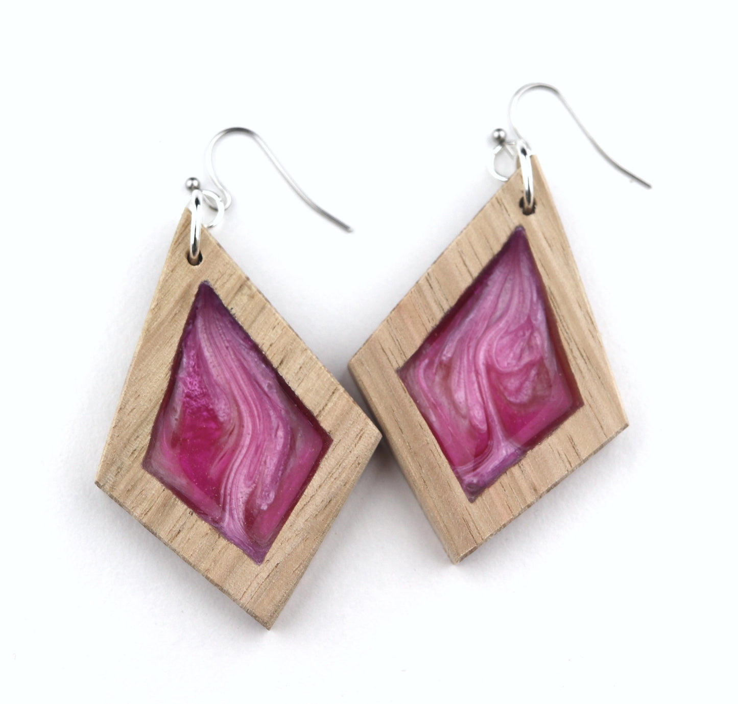 Aurora Earrings – Petal Pink – Wood & Resin Jewellery