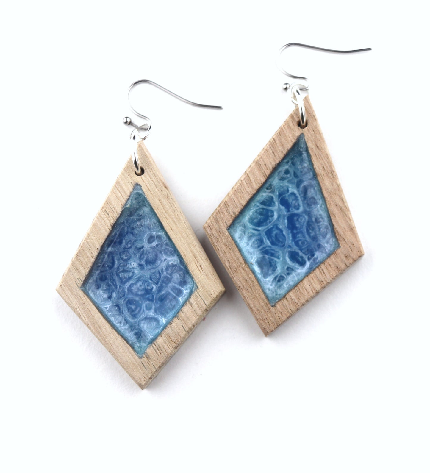 Aurora Earrings – Coastal Shimmer – Wood & Resin Jewellery