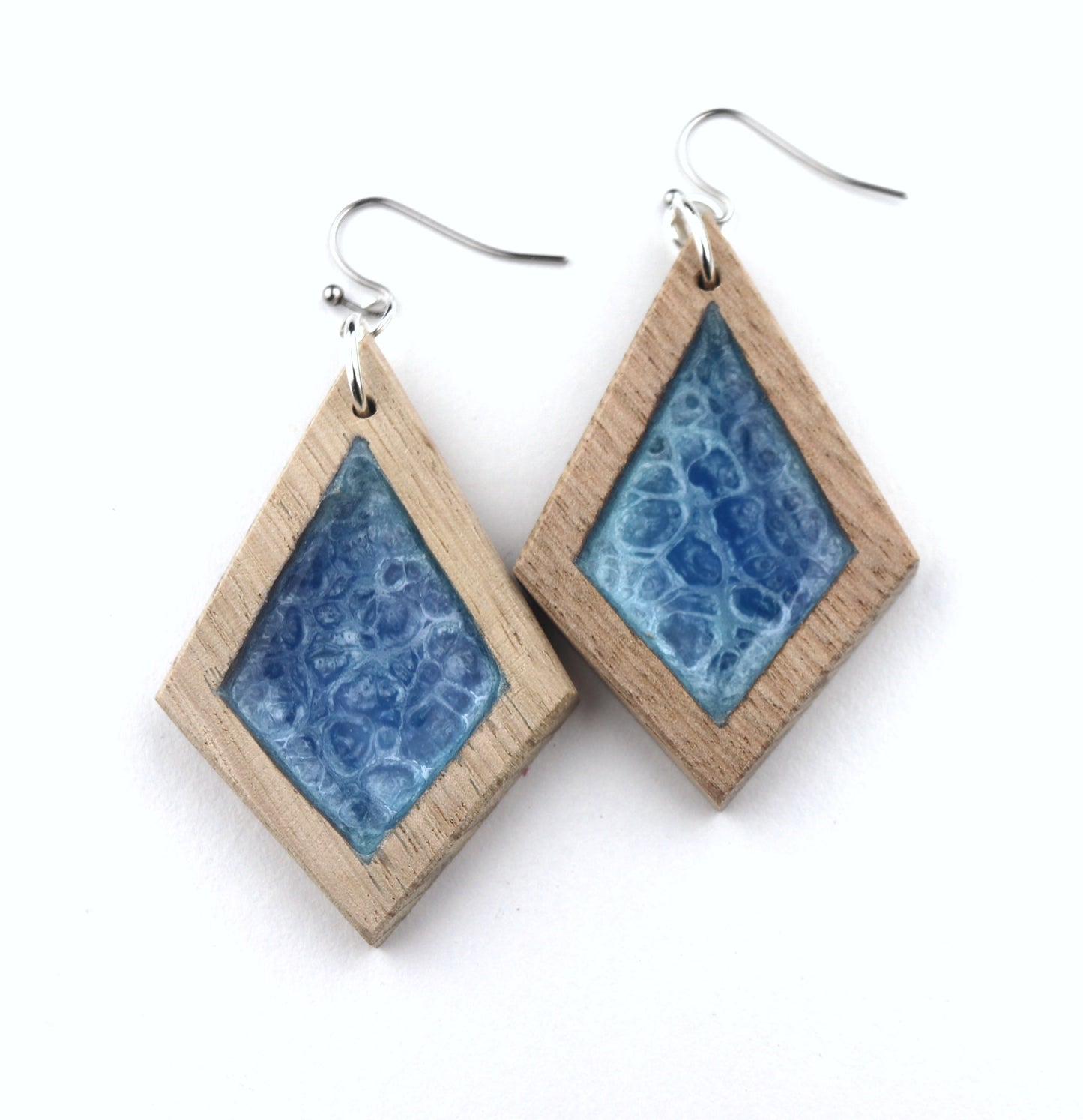 Aurora Earrings – Coastal Shimmer – Wood & Resin Jewellery