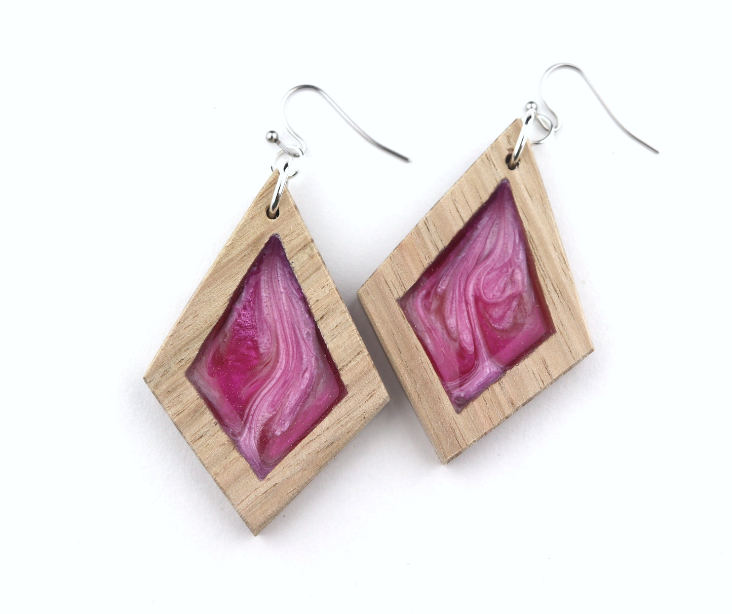 Aurora Earrings – Petal Pink – Wood & Resin Jewellery