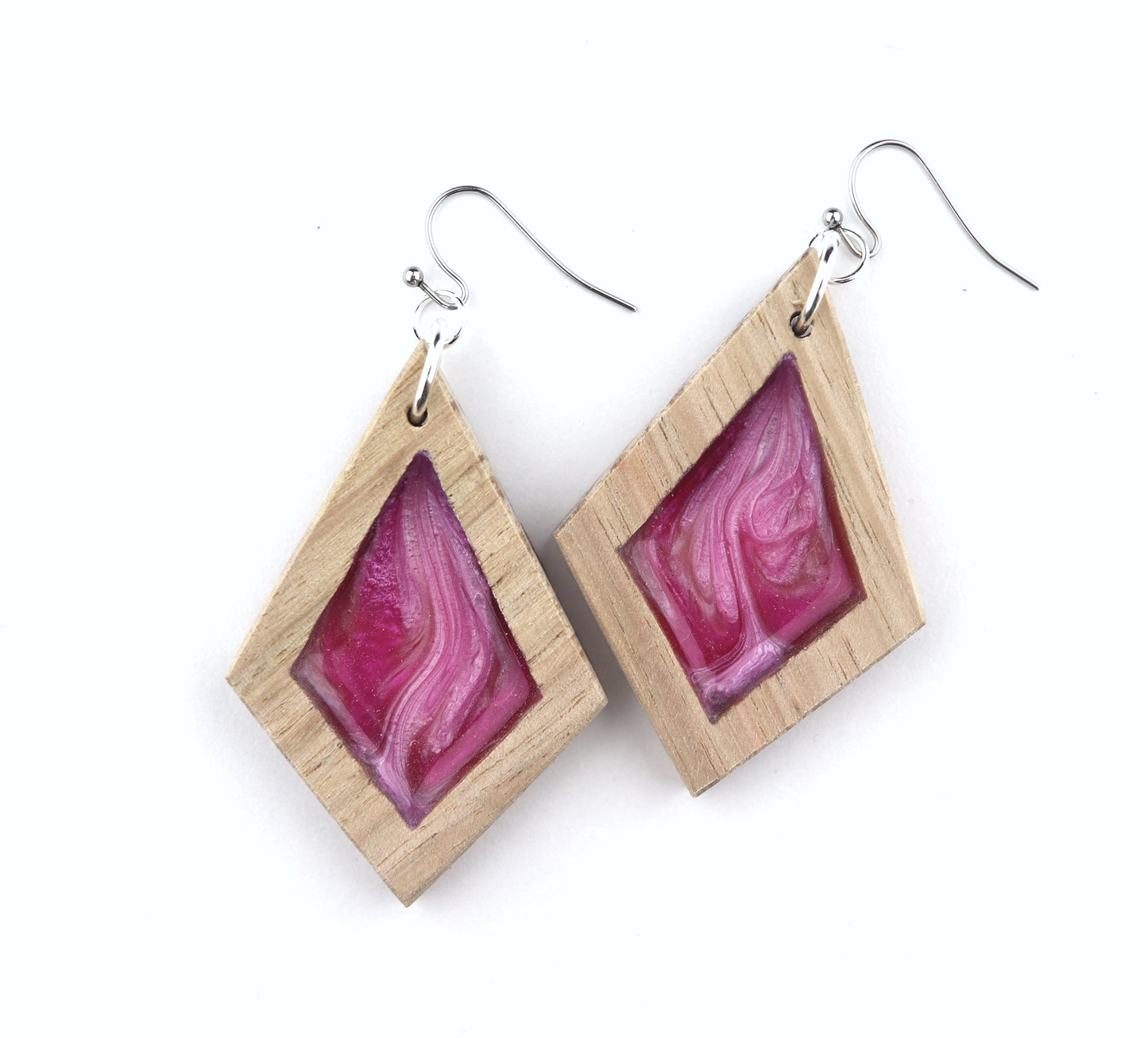 Aurora Earrings – Petal Pink – Wood & Resin Jewellery