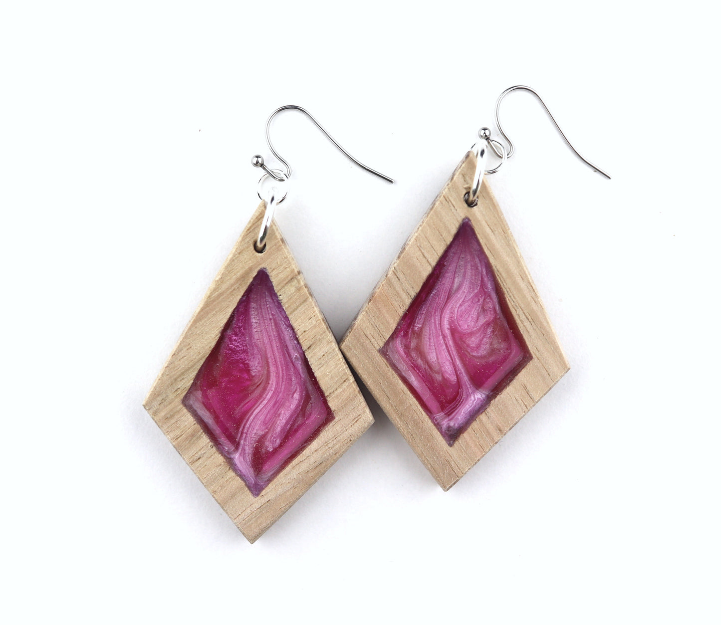Aurora Earrings – Petal Pink – Wood & Resin Jewellery