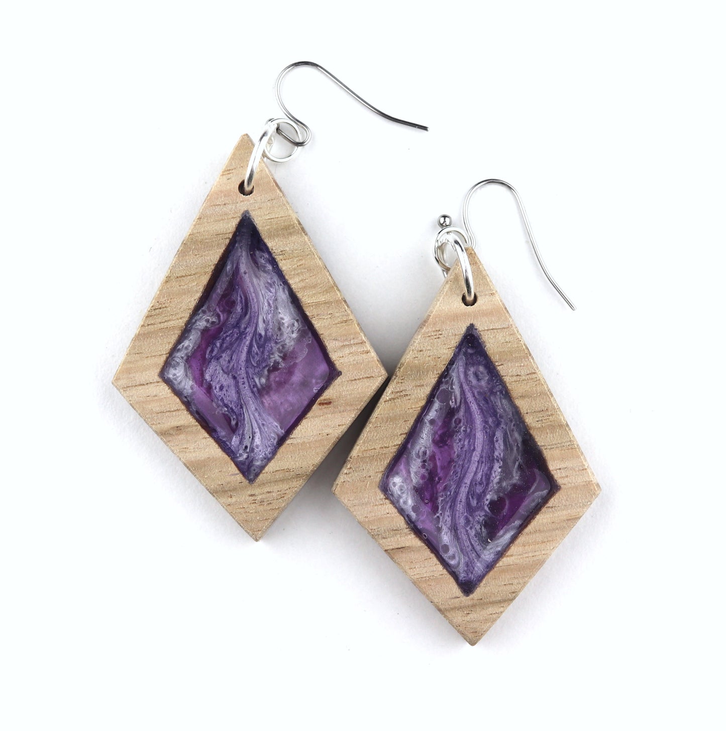 Aurora Earrings – Mystic Purple – Wood & Resin Jewellery