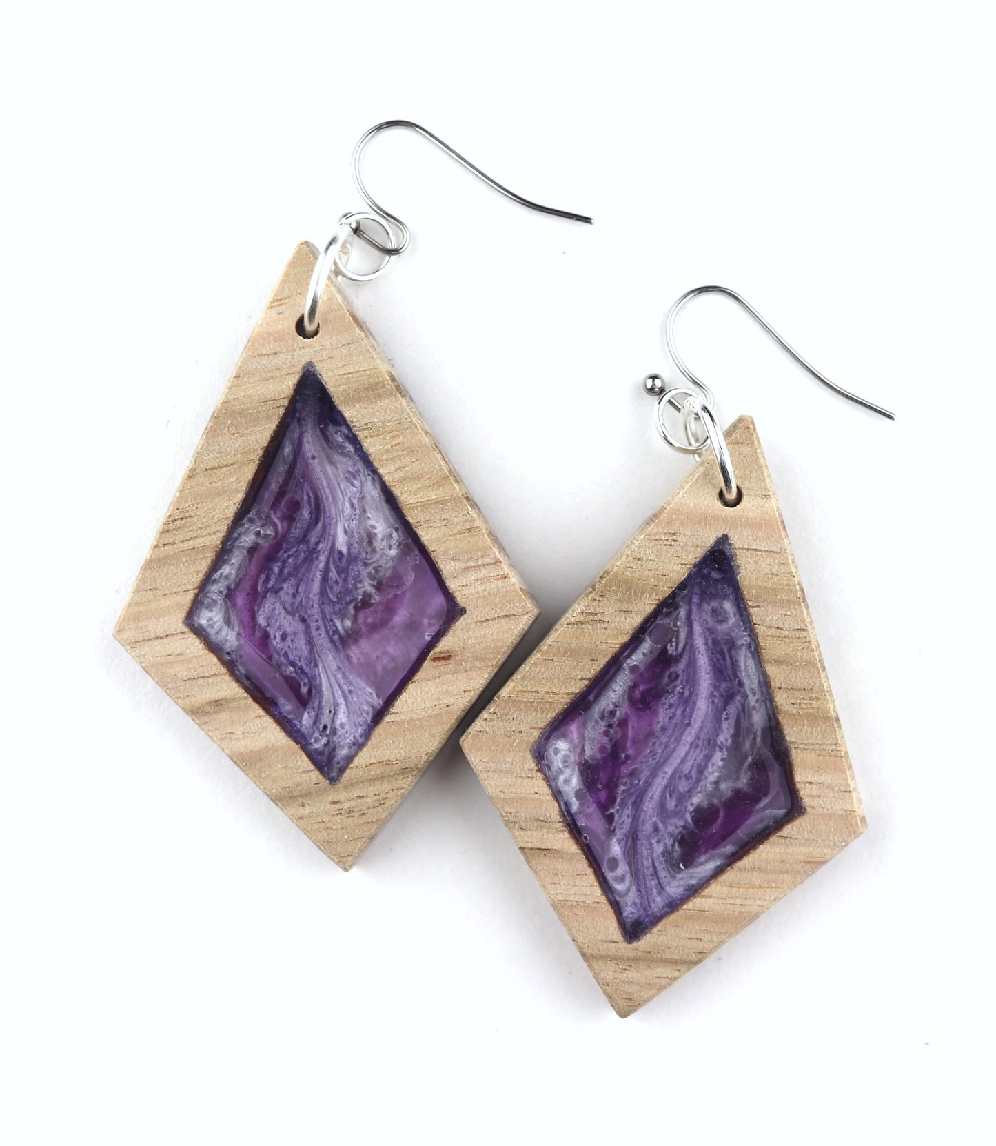 Aurora Earrings – Mystic Purple – Wood & Resin Jewellery