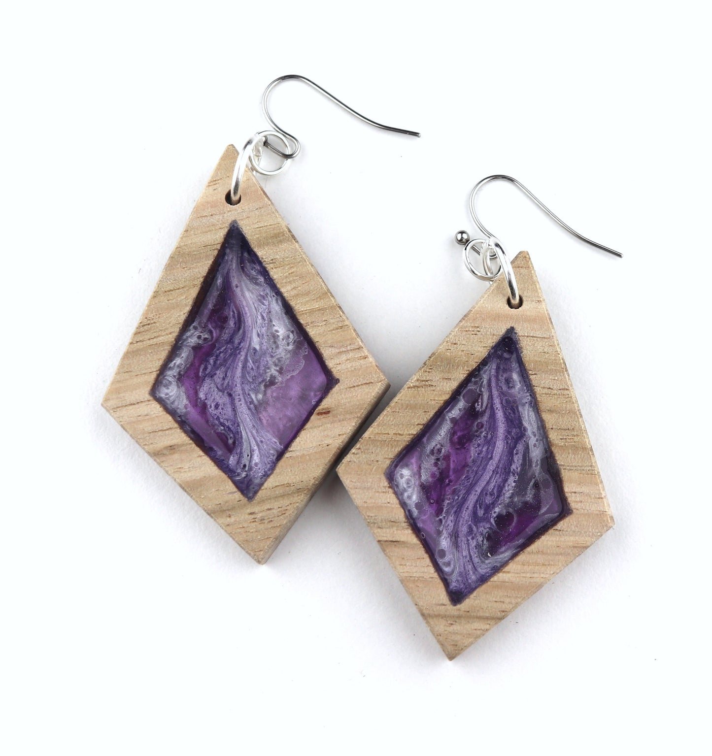 Aurora Earrings – Mystic Purple – Wood & Resin Jewellery