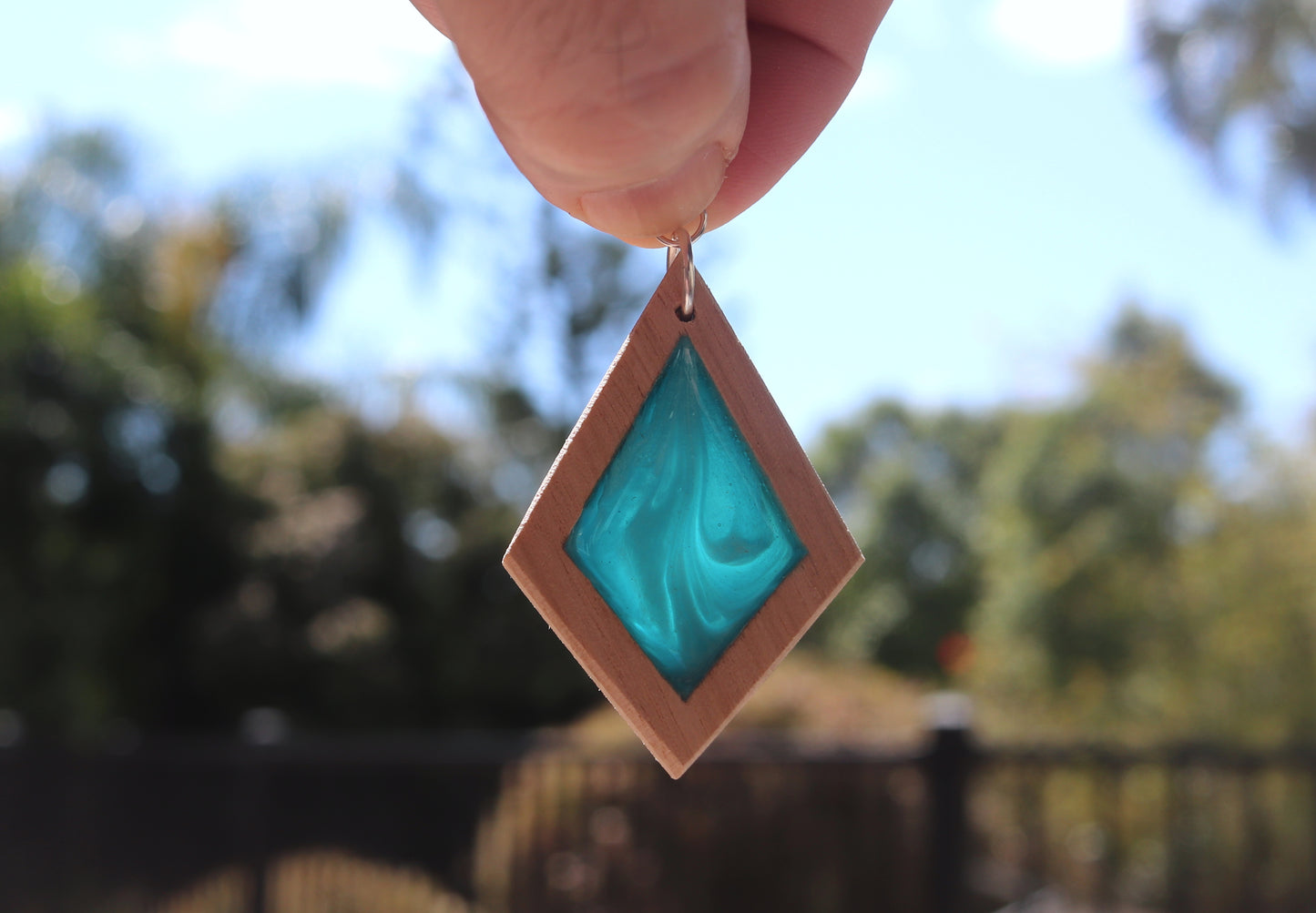 Aurora Earrings – Wave Blue – Wood & Resin Jewellery