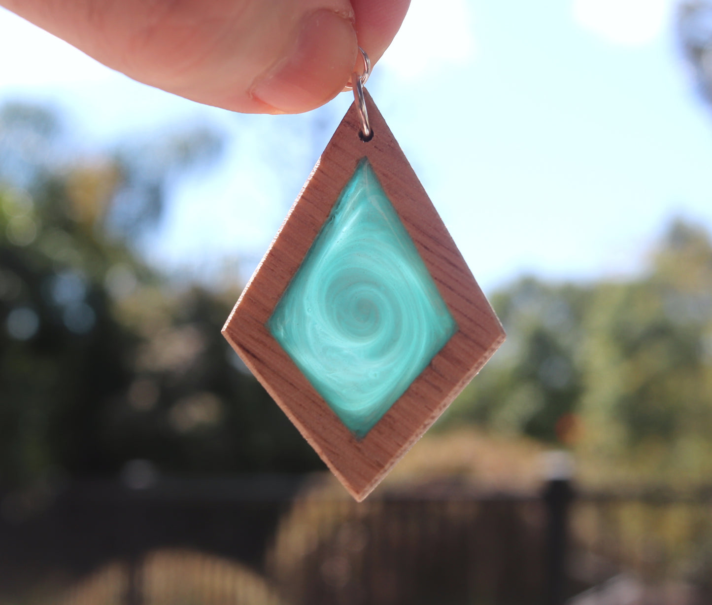 Aurora Earrings – Turquoise – Wood & Resin Jewellery