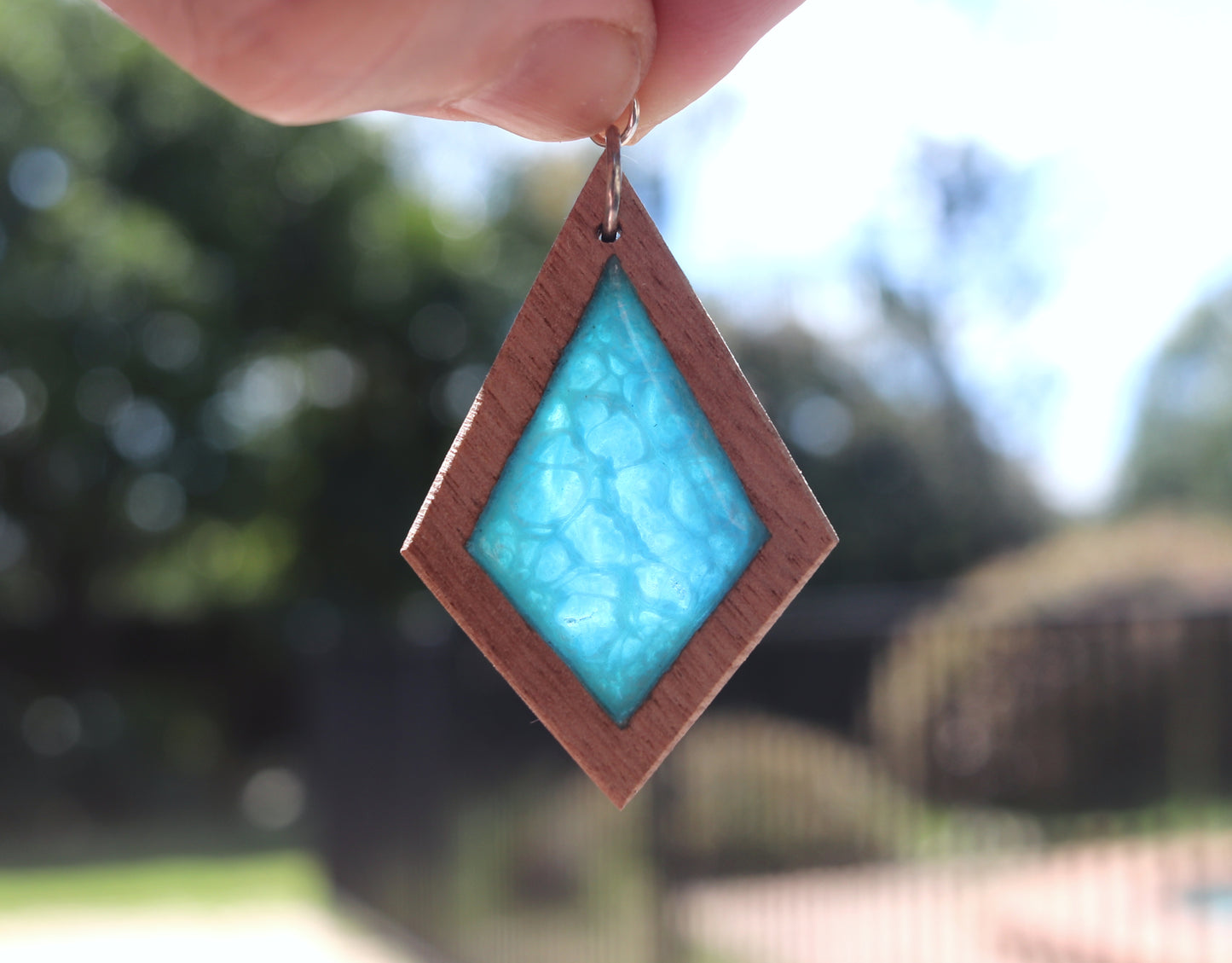 Aurora Earrings – Coastal Shimmer – Wood & Resin Jewellery