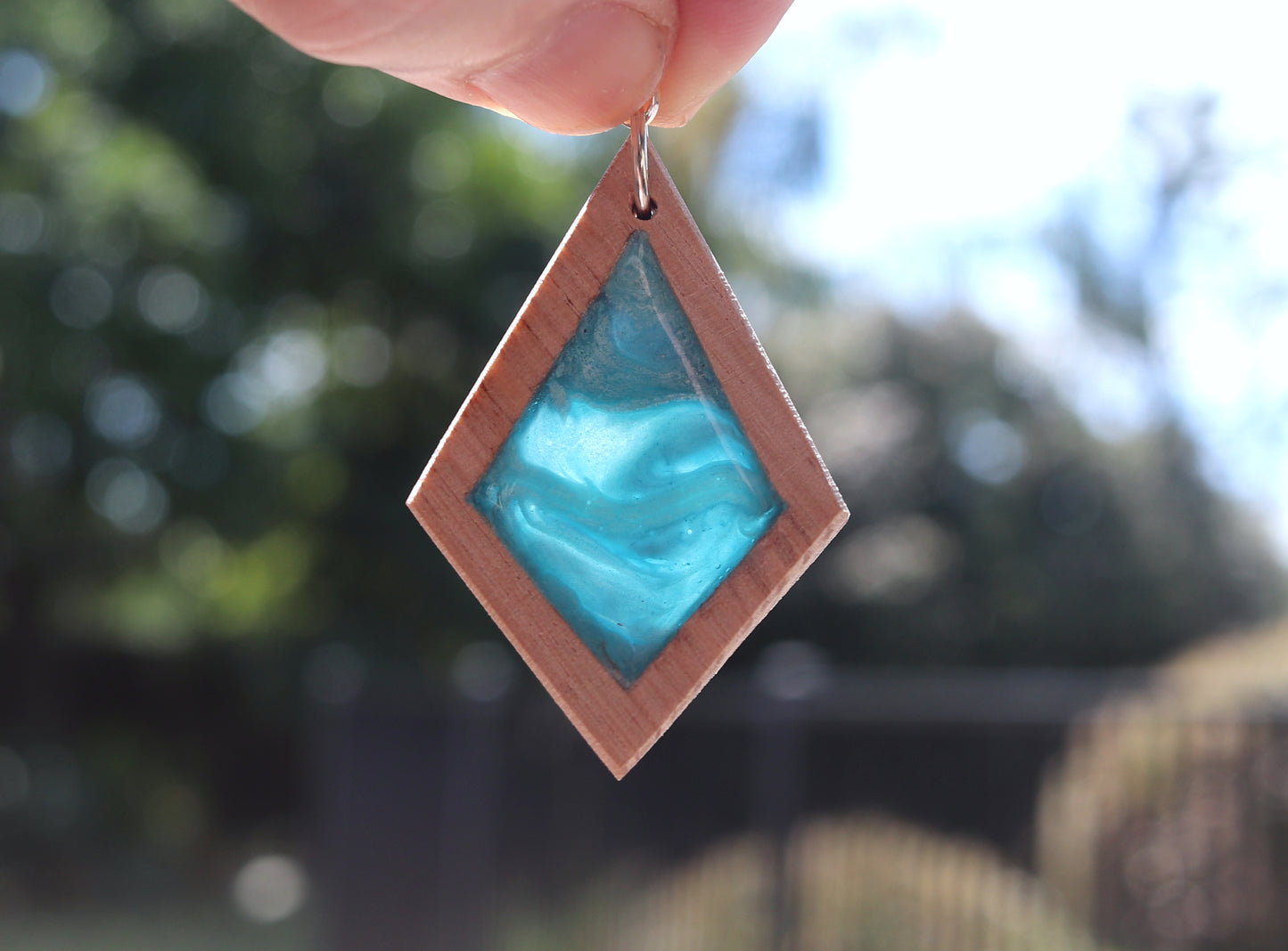 Aurora Earrings – Ocean Blue – Wood & Resin Jewellery