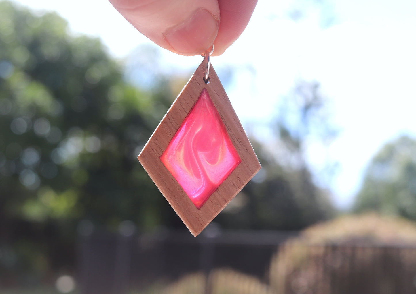 Aurora Earrings – Petal Pink – Wood & Resin Jewellery