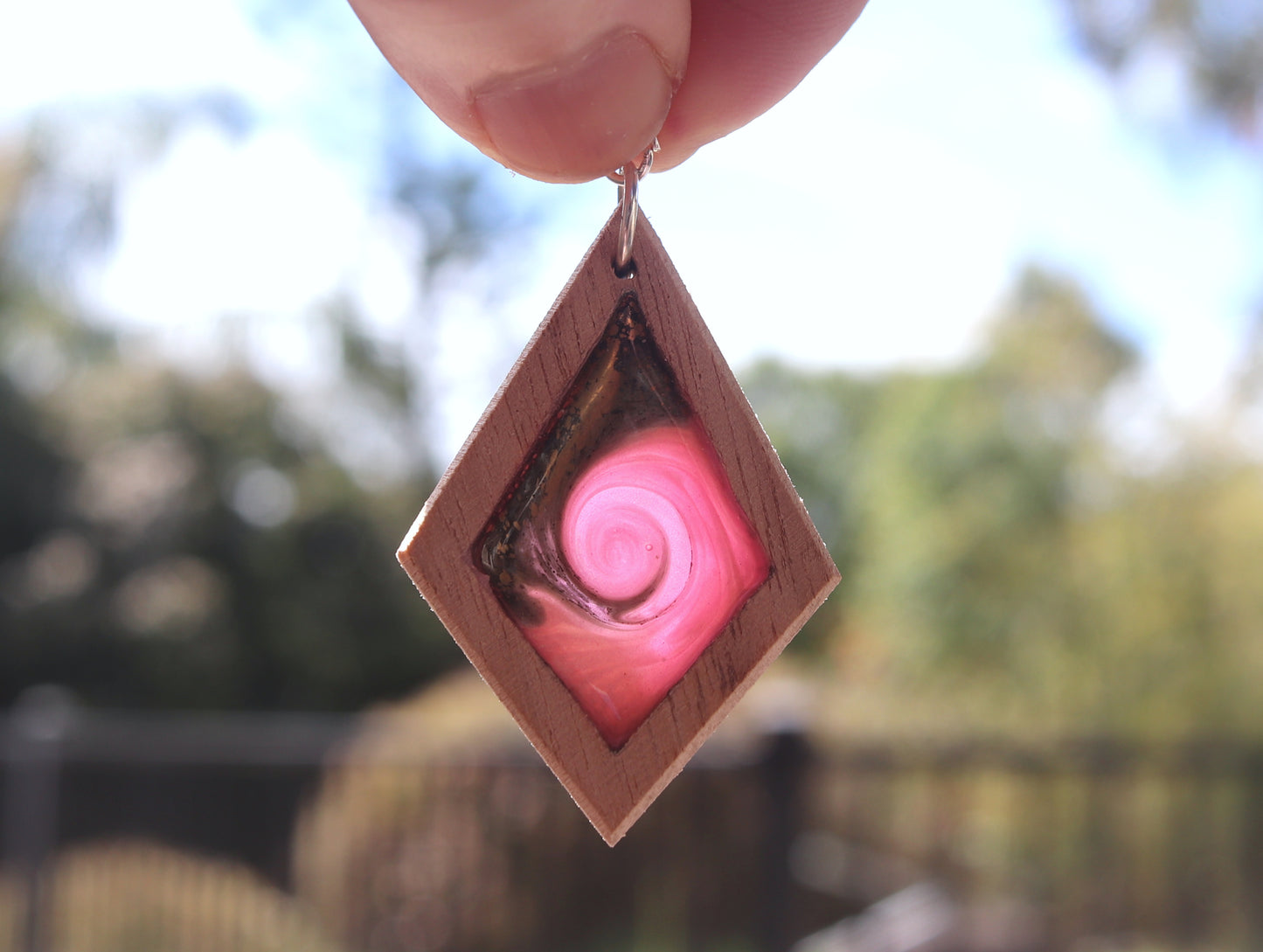 Aurora Earrings – Rose Gold – Wood & Resin Jewellery