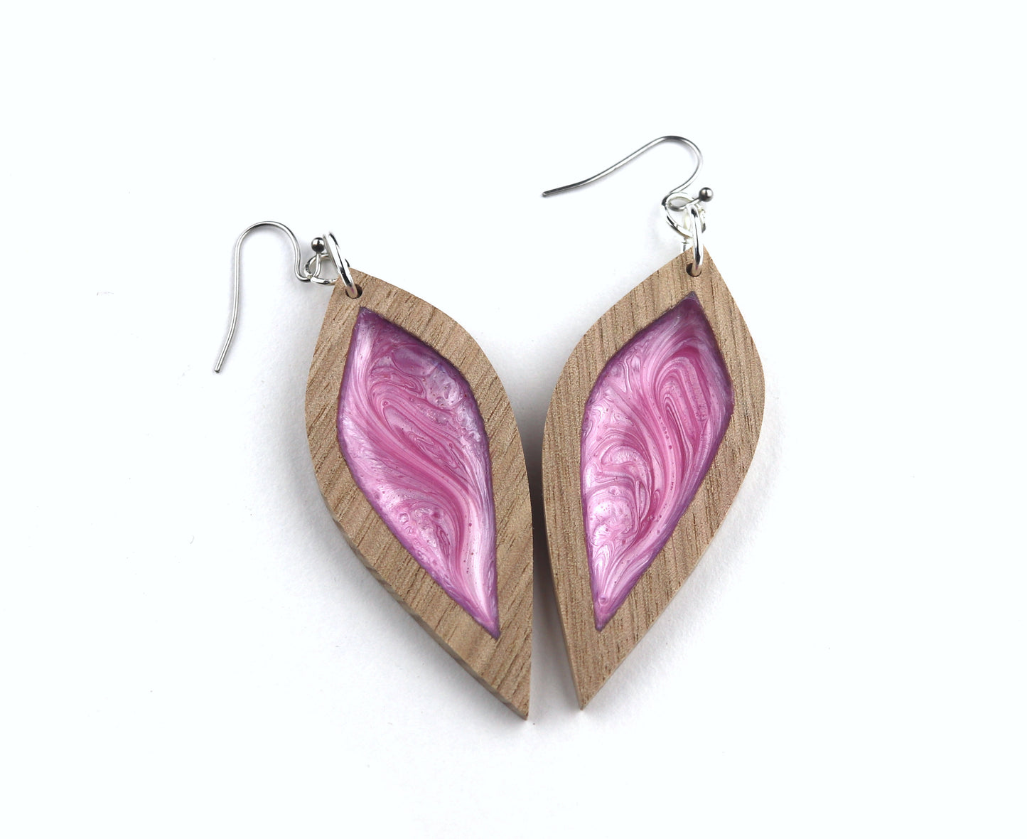 Aurora Earrings – Pink Petal – Wood & Resin Jewellery