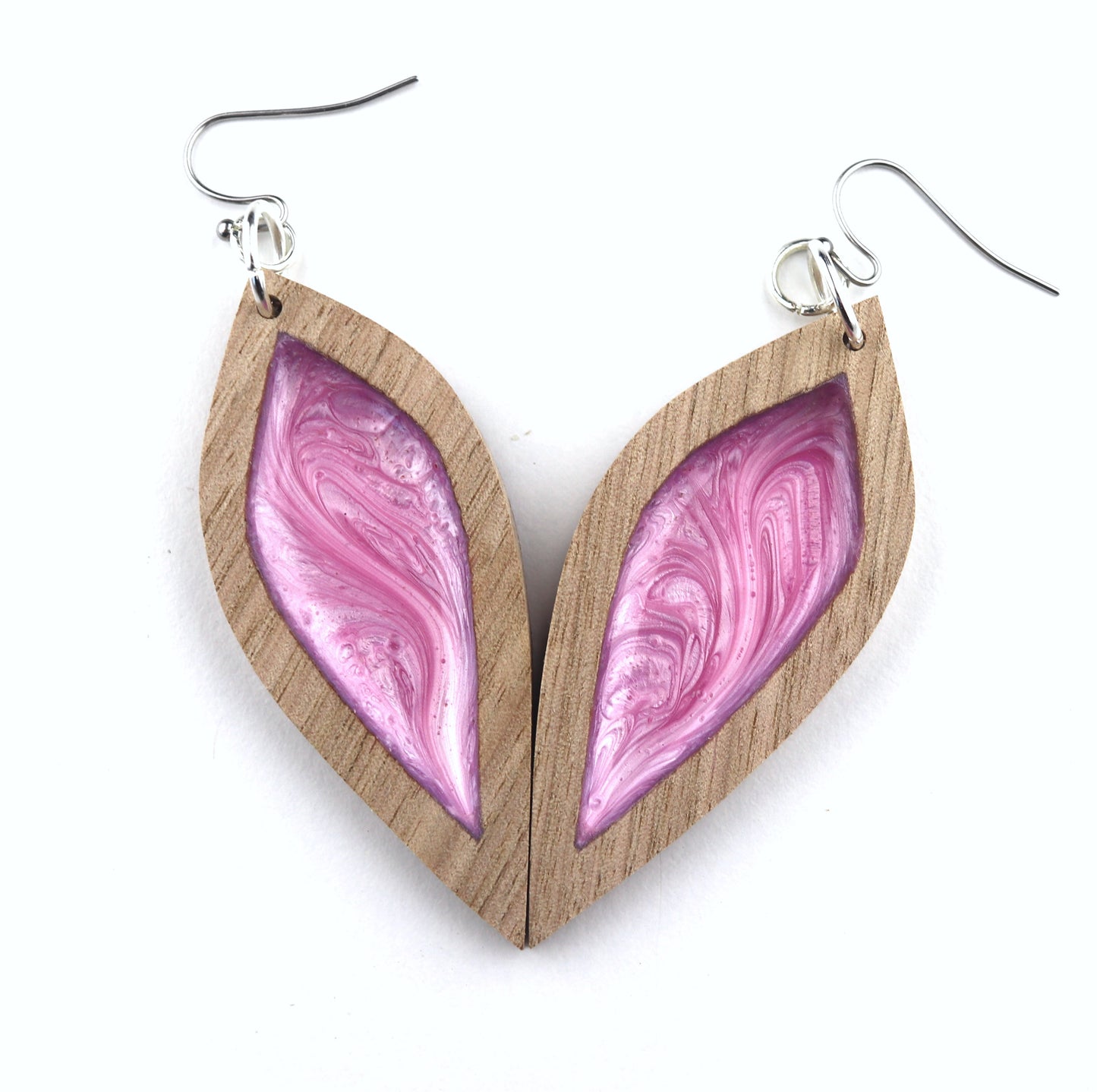 Aurora Earrings – Pink Petal – Wood & Resin Jewellery