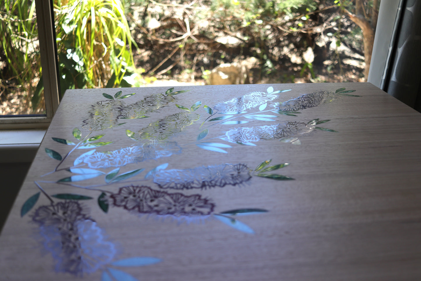 Resin Accent Table - Purple Bottlebrush