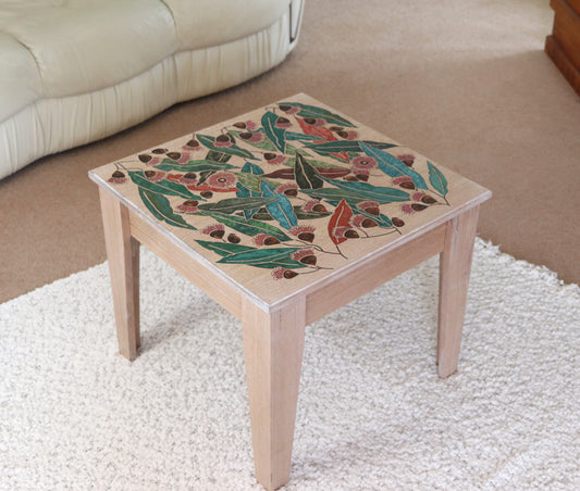 Resin Accent Table - Large Leaves and Gum Nuts